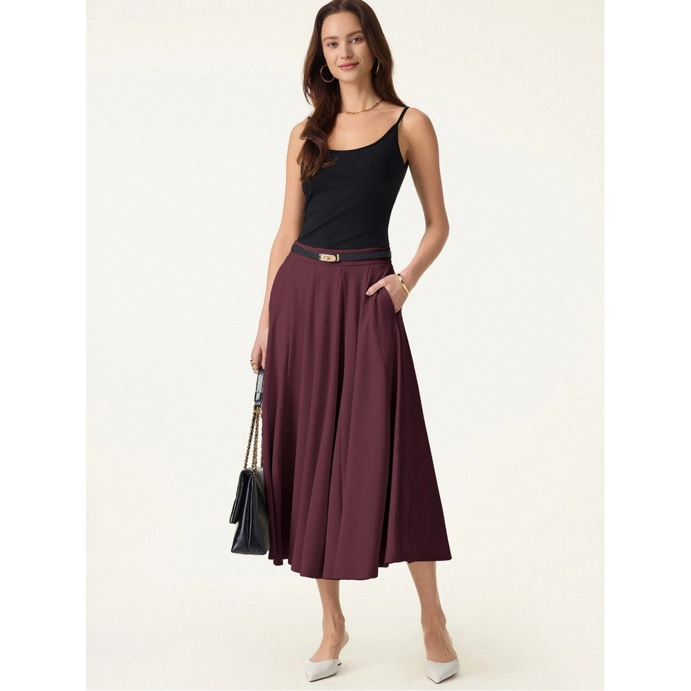 OGL Sandwashed Lyocell Blend Volume Skirt with Pockets NWT Large Purple Grey - Picture 2 of 14